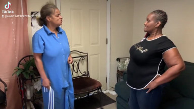 Ebony girl is about to get spanked.